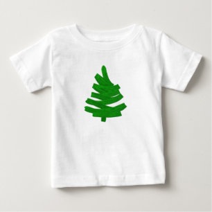 Camiseta árvore verde desenhada à mão.
