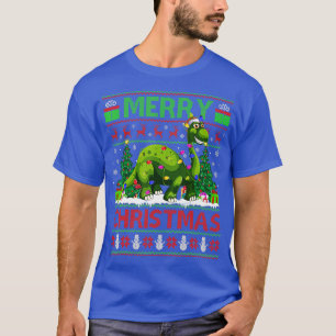 Camiseta Árvore Xmas Luzes Feias Papais noeis Brontosaurus 