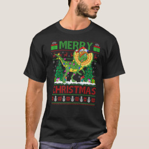 Camiseta Árvore Xmas Luzes Feias Papais noeis Dilophossauro