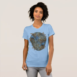 Camiseta Árvores altas, as Folhas do outono e Aves Azuis