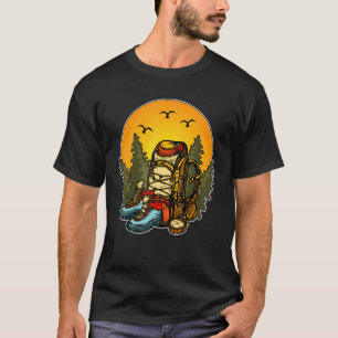 Camiseta Árvores ao ar livre caminham mochilas montanhosas
