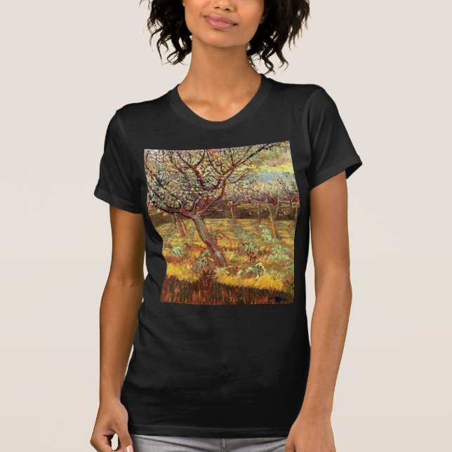 Camiseta Árvores Apricot em Blossom, Vincent van Gogh. Vint (Frente)