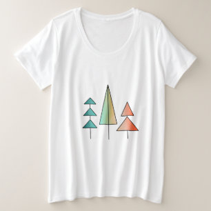 Camiseta árvores arco-íris modernistas de meados do século