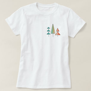 Camiseta árvores arco-íris modernistas de meados do século