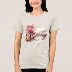 Camiseta Árvores Cinzentas de Creme Borgonha
