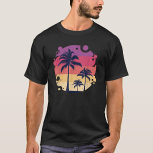 Camiseta Árvores de Coco de Praia Gráfico de Sol Verão Casu