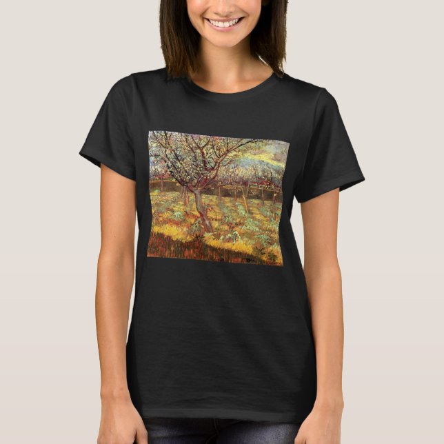Camiseta Árvores de damascos no Flor por Vincent van Gogh (Frente)