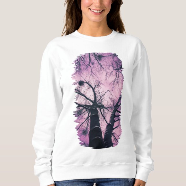 Camiseta Árvores de inverno Roxo Estilizadas (Frente)