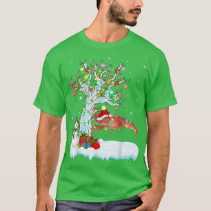 Camiseta Árvores de lagosta Xmas Iluminando Santa Hat Crawf