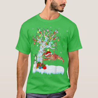 Camiseta Árvores de lagosta Xmas Iluminando Santa Hat Crawf