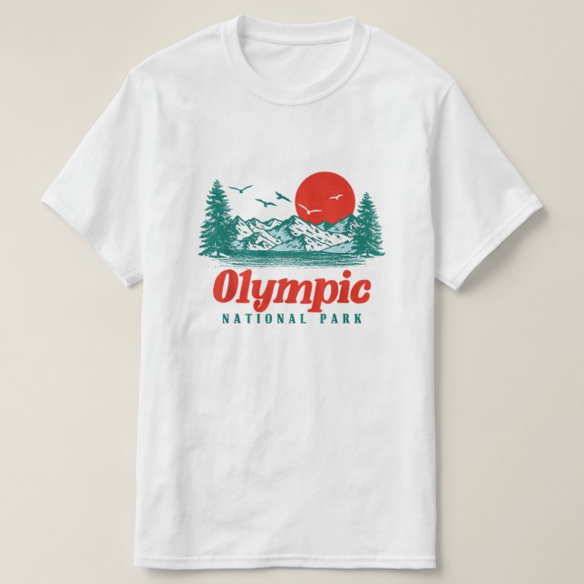 Camiseta Árvores de Montanha do Parque Nacional da olimpiad (Frente do Design)