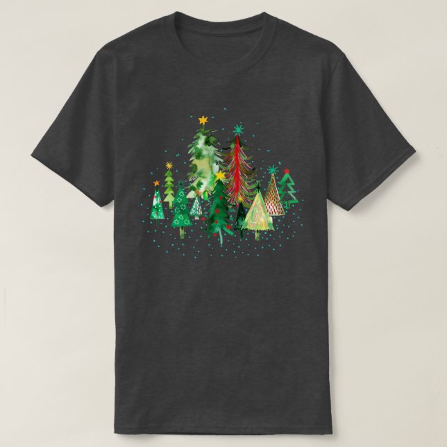 Camiseta Árvores de Natal (Frente do Design)