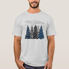 Camiseta Árvores de Natal Azul Marinho Presente de Férias d