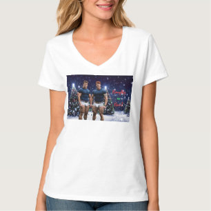 Camiseta Árvores de Natal brilhantes do SlipperyJoe dois mu