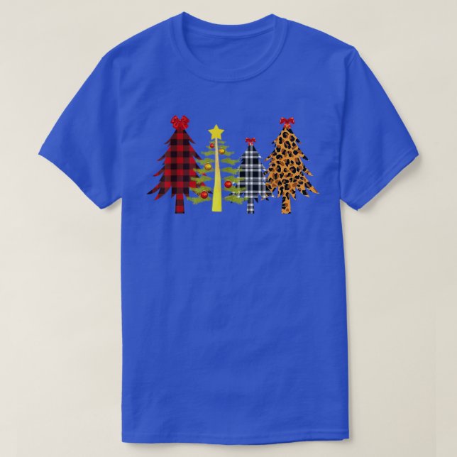 Camiseta Árvores de Natal com Xadrez de Buffalo e Imprensa  (Frente do Design)