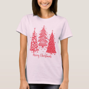 Camiseta Árvores de Natal cor-de-rosa