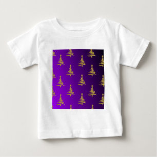 Camiseta Árvores de Natal Douradas em Roxo