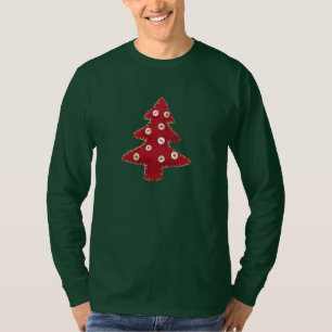 Camiseta Árvores de Natal e Botões de Craft Vermelho
