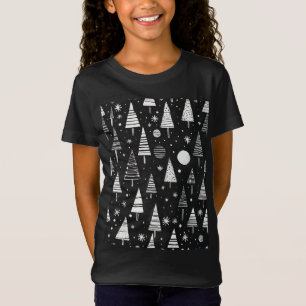 Camiseta Árvores De Natal Em Arte Preta E Branca