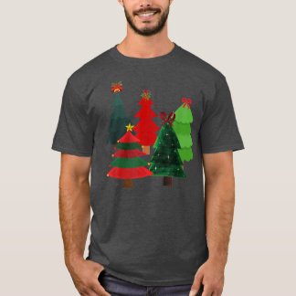 CAMISETA ÁRVORES DE NATAL, ESTRELAS, ARCOS E BA DECORADAS X