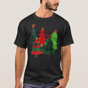 CAMISETA ÁRVORES DE NATAL, ESTRELAS, ARCOS E BA DECORADAS X