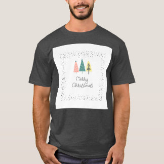 Camiseta Árvores de Natal Feliz Impressão Verde Amarelo Cor