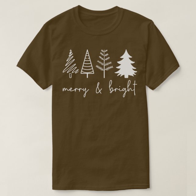 Camiseta Árvores de Natal felizes e Brilhantes (Frente do Design)