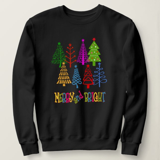 Camiseta Árvores de Natal felizes e Brilhantes (Frente do Design)