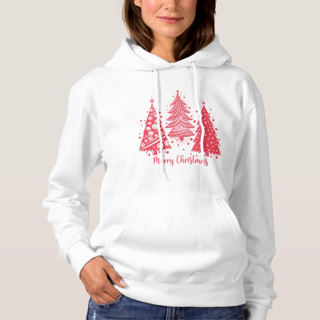 Camiseta Árvores de Natal Festivas Rosa (Frente)
