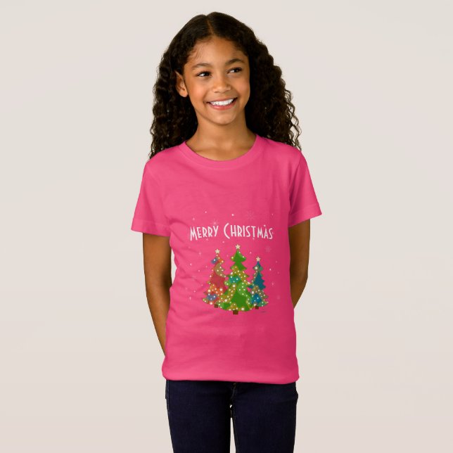Camiseta Árvores de Natal Flocos de Neve Brincadeira (Frente Completa)