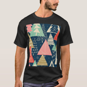 Camiseta Árvores De Natal Ilustração Festiva Sem Olhos.