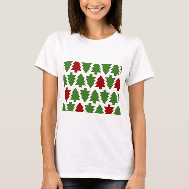 Camiseta Árvores de Natal Padrão de Feriado (Frente)