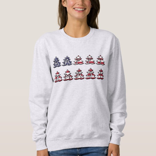 Camiseta Árvores de Natal Patriotas Felizes XMAS (Frente)