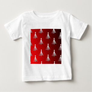 Camiseta Árvores de Natal Prateadas em Vermelho