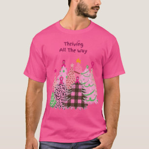 Camiseta Árvores de Natal rosa Sobreviventes do Câncer da M