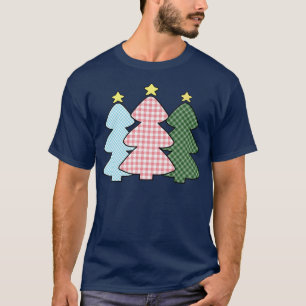 Camiseta Árvores de Natal Verdes, Cor-de-Rosa, Pastel