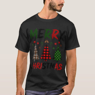 Camiseta Árvores de Natal Xadrez com Negrito