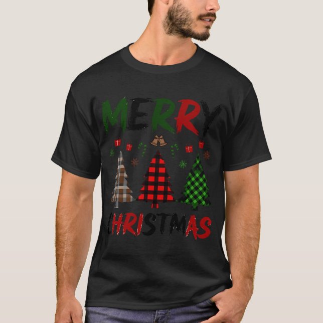 Camiseta Árvores de Natal Xadrez com Negrito (Frente)