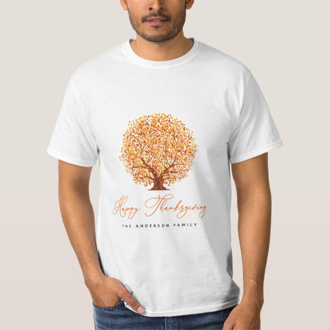 Camiseta árvores de outono felizes ação de graças (Frente)