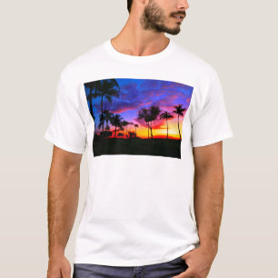 Camiseta Árvores de Palma de Praia Havaiana, Exóticas, Verm