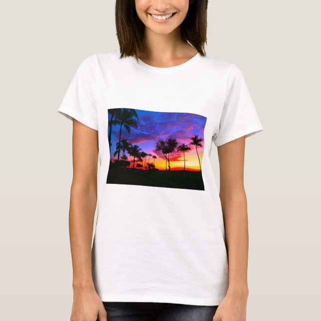 Camiseta Árvores de Palma de Praia Havaiana, Exóticas, Verm (Frente)
