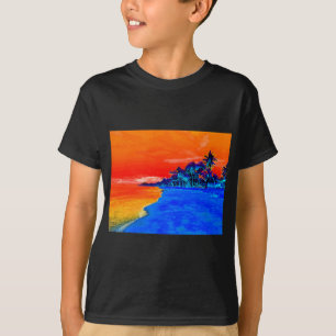 Camiseta Árvores de Palma Exóticas de Praia pop Art