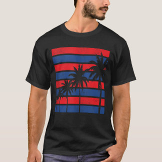 Camiseta Árvores de Palma Patrióticas dos EUA, Vermelho Bra
