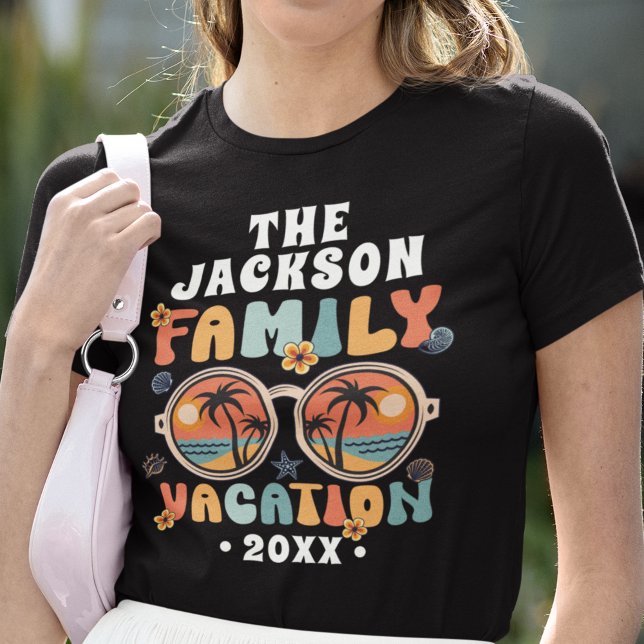 Camiseta Árvores de palma retrógradas óculos escuros férias (Criador carregado)