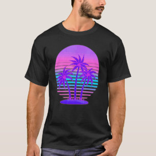 Camiseta Árvores de Palma Síntron 80s Tropicais Vaporwave