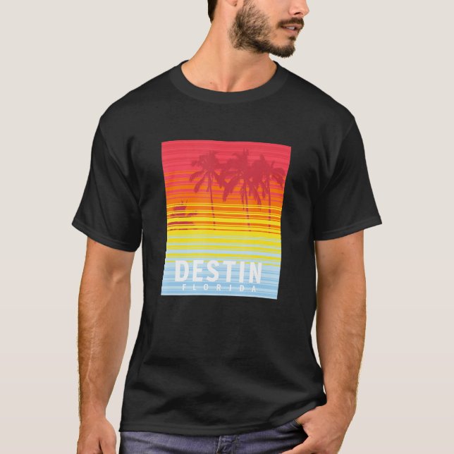 Camiseta Árvores de Palma Ultramarinas da Destin Florida (Frente)