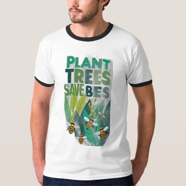 Camiseta Árvores de Plantas, Salvar Abelhas (Frente)