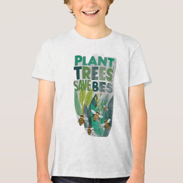 Camiseta Árvores de Plantas, Salvar Abelhas (Frente)