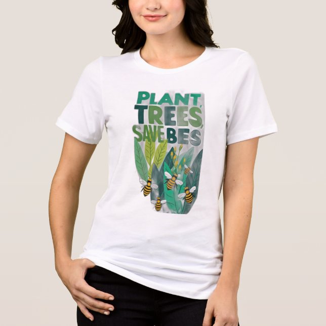 Camiseta Árvores de Plantas, Salvar Abelhas (Frente)