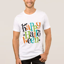 Camiseta Árvores de Tipografia Feliz de Halloween Modernas